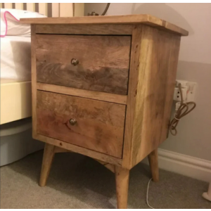 Rustic Bedside Table Solid Wood Farmhouse Nightstand Scandinavian Nordic Cabinet - Image 3