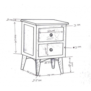 Rustic Bedside Table Solid Wood Farmhouse Nightstand Scandinavian Nordic Cabinet - Image 5