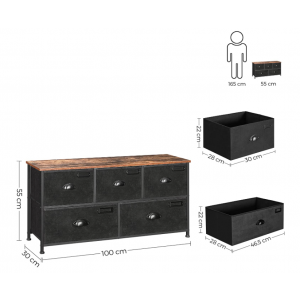 Retro Low Sideboard Vintage Industrial Chest Drawers Rustic Metal Side Cabinet - Image 4