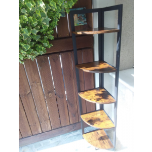 Narrow Corner Bookcase Vintage Industrial Display Unit Rustic Metal Tall Shelves - Image 2