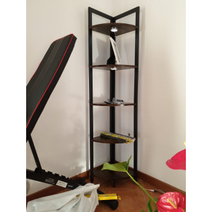 Narrow Corner Bookcase Vintage Industrial Display Unit Rustic Metal Tall Shelves - Image 3