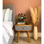 Scandinavian Bedside Table Nordic Storage Nightstand Retro 1 Drawer Side End Cabinet