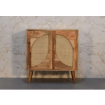 Scandinavian Storage Cupboard Woven Door Storage Shelf Unit Nordic Solid Wood Side Cabinet