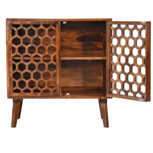 Mid Century Cupboard Scandinavian Display Storage Side Cabinet Nordic Solid Wood Unit - Image 4