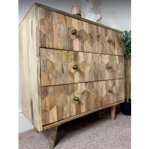 Scandinavian Chest of Drawers Nordic Vintage Style Sideboard Side Wood Cabinet - Image 2