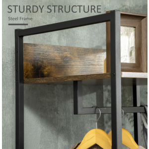 Industrial Open Wardrobe Rustic Metal Clothes Rail Narrow Storage Coat Hanger - Image 3