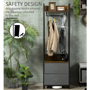 Industrial Open Wardrobe Rustic Metal Clothes Rail Narrow Storage Coat Hanger - Image 5