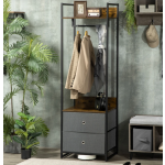 Industrial Open Wardrobe Rustic Metal Clothes Rail Narrow Storage Coat Hanger