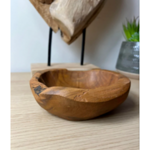 Round Table Bowl Small Wooden Key Organiser Solid Teak Wood Mini Fruit Snack - Image 2