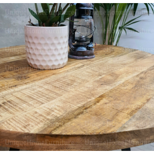 Round Dining Table Vintage Industrial Kitchen Rustic Metal Breakfast Furniture - Image 3