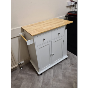 Kitchen Island Trolley Wooden Worktop Cupboard Cabinet Storage Cart Table Unit - Image 3