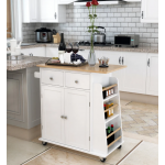 Kitchen Island Trolley Wooden Worktop Cupboard Cabinet Storage Cart Table Unit