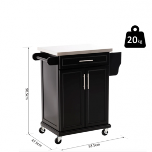 Kitchen Cart Island Butchers Block Table Trolley Storage Cabinet Cupboard Unit - Image 5