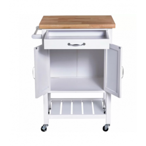 Kitchen Trolley Island Vintage Storage Cart White Wooden Butchers Block Cupboard - Image 3