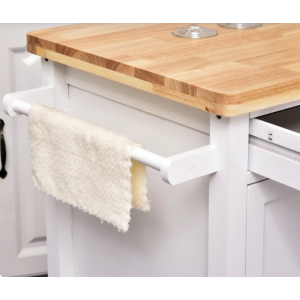 Kitchen Trolley Island Vintage Storage Cart White Wooden Butchers Block Cupboard - Image 6