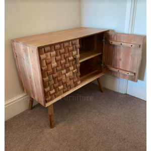 Rustic Side Cabinet Solid Wood Scandinavian Storage Sideboard Door Cupboard - Image 3