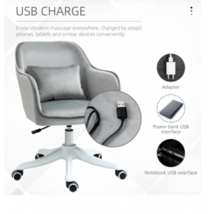 Velvet Vanity Chair Swivel Tub Dressing Table Stool Massage Office Desk Armchair - Image 3