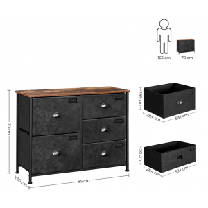 Rustic Chest Drawers Small Industrial Side Cabinet Vintage Style Sideboard Unit - Image 5