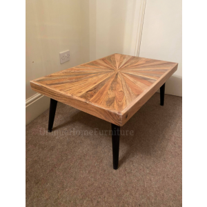 Wooden Coffee Table Rustic Solid Wood Vintage Retro Furniture Industrial Stand - Image 3