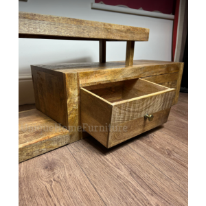 Rustic TV Stand Solid Wood Media Unit Vintage Industrial Wooden Cabinet - Image 4
