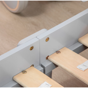 Kids Bed Frame Single Grey Wooden Boys Girls Children Safety Side Rails Slats - Image 5