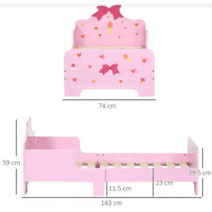Wooden Bed Frame Children Single Bedroom Furniture Girls Pink Safety Side Rails Slats - Image 7