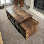 Rustic Coffee Tables Vintage Industrial Side End Furniture Set 2 Metal Table