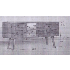 Scandinavian TV Stand Large Nordic Media Unit Mid Century Storage Cabinet - Image 3
