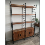 Large Industrial Bookcase Rustic Solid Wood Shelving Unit Tall Metal Storage Display Cabinet