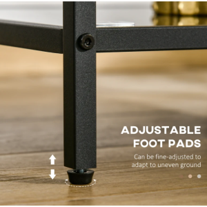 Square Side Table Black Glass Storage Shelf Sofa End Coffee Furniture Lamp Stand - Image 3