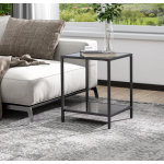 Square Side Table Black Glass Storage Shelf Sofa End Coffee Furniture Lamp Stand