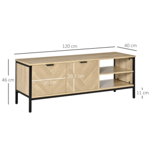 Industrial TV Stand Rustic Metal Furniture Media Side Cabinet Storage Shelf Door - Image 3