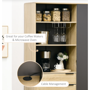 Large Pantry Unit Modern Kitchen Cupboard Tall Larder Cabinet Storage Bar Rack - Image 4
