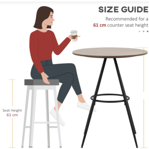 Industrial Bar Table Rustic Metal Breakfast Kitchen Tall Round Dining Furniture - Image 3