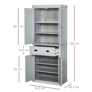 Tall Kitchen Pantry Large Storage Cabinet Rustic Grey Larder Dresser Sideboard - Image 3