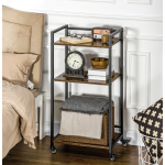 Industrial Display Unit Rustic Metal Shelving Vintage Storage Cabinet on Wheels