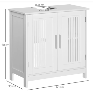 Under Sink Cabinet Bathroom Vanity Unit White Storage Shelf Modern Cupboard Unit - Image 3