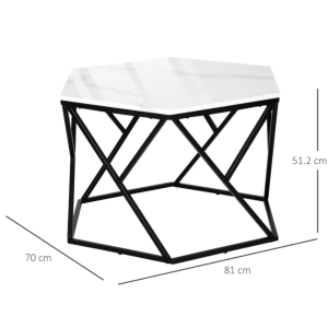 High Gloss Coffee Table Wooden Marble Effect Modern Metal Contemporary Furniture - Image 3
