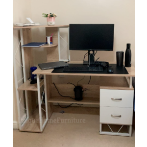 Large Computer Desk Executive Office Workstation Modern PC Storage Shelf Drawers - Image 7