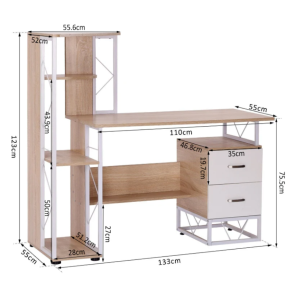 Large Computer Desk Executive Office Workstation Modern PC Storage Shelf Drawers - Image 6