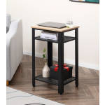 Metal Side Table Vintage Industrial Shelf Tall Telephone Stand Oak Side Cabinet
