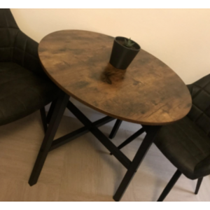 Round Dining Table Vintage Industrial Style Rustic Metal Small Kitchen Furniture - Image 3