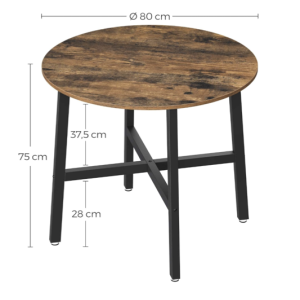 Round Dining Table Vintage Industrial Style Rustic Metal Small Kitchen Furniture - Image 4