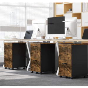 Industrial Filing Cabinet Office Storage Drawers Rustic Metal Unit Vintage Wheel - Image 3