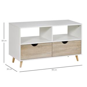 Retro TV Stand Vintage Media Unit Small Storage Cabinet Scandinavian Wood Shelf - Image 5