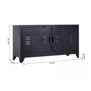 Industrial TV Stand Vintage Retro Furniture Metal Side Cabinet 2 Cupboard Unit - Image 4