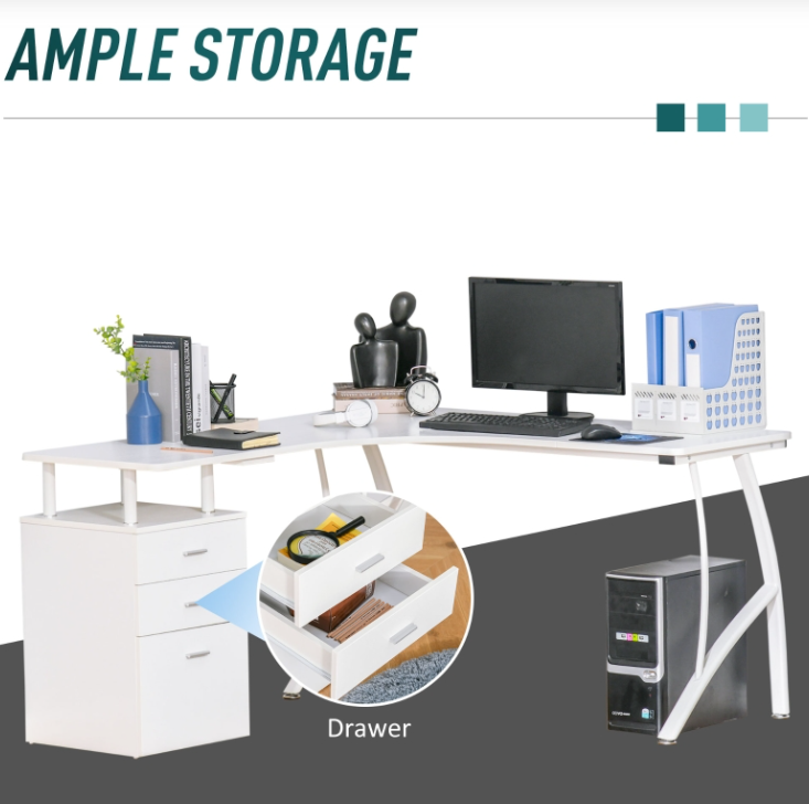 Large-Computer-Desk-White-Executive-Metal-Home-Office-Modern-Storage-Drawers-PC-Table