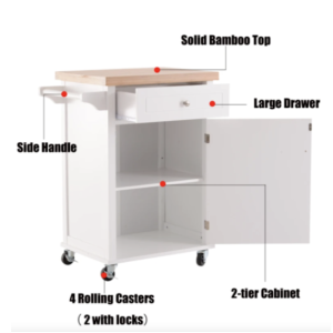 Small Kitchen Island Butchers Block Table Storage Cabinet Trolley Cupboard Unit - Image 8