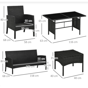 Garden Dining Set Outdoor Rattan Furniture Conservatory Glass Table Sofa Chairs - Image 4