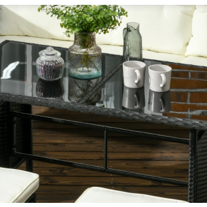 Garden Dining Set Outdoor Rattan Furniture Conservatory Glass Table Sofa Chairs - Image 6